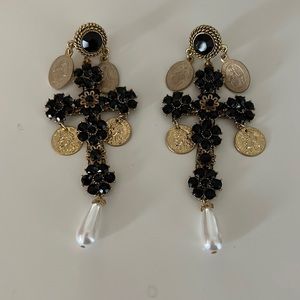 embellished cross earrings